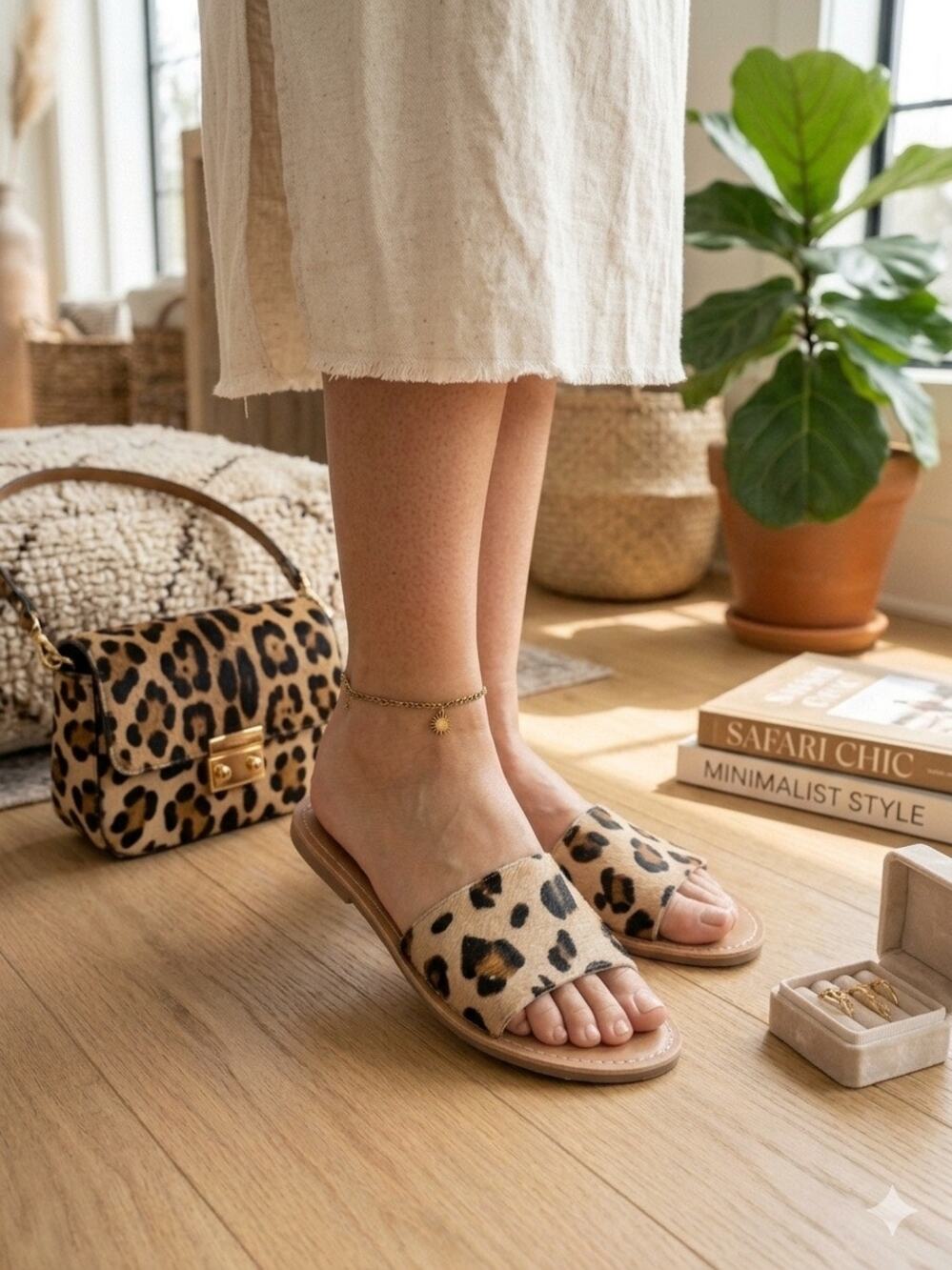 Coconuts by Matisse "Tiki" Leopard Print Women's Slide Sandals Size 6